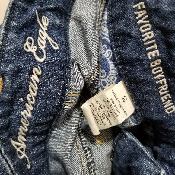 American Eagle jeans 2 Favorite Boyfriend grunge denim distressed ripped torn - Picture 15 of 16